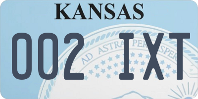 KS license plate 002IXT