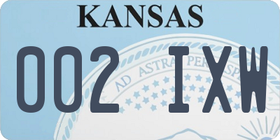 KS license plate 002IXW