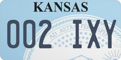 KS license plate 002IXY