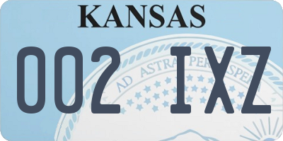 KS license plate 002IXZ
