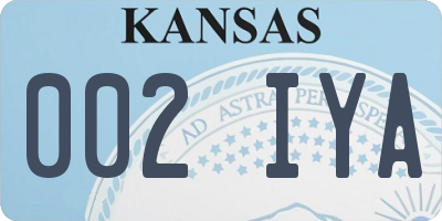 KS license plate 002IYA