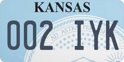 KS license plate 002IYK