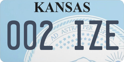 KS license plate 002IZE