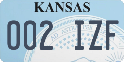 KS license plate 002IZF