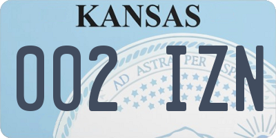 KS license plate 002IZN