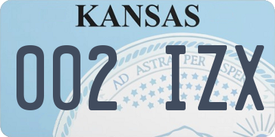 KS license plate 002IZX