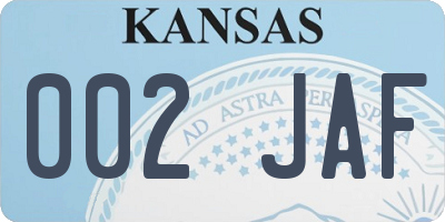 KS license plate 002JAF
