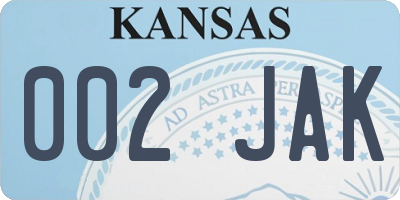 KS license plate 002JAK