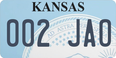 KS license plate 002JAO