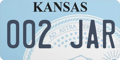 KS license plate 002JAR