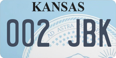 KS license plate 002JBK