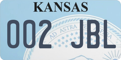 KS license plate 002JBL