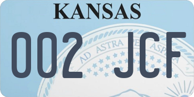 KS license plate 002JCF