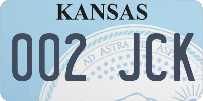 KS license plate 002JCK