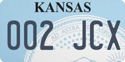 KS license plate 002JCX