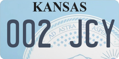 KS license plate 002JCY