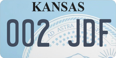 KS license plate 002JDF