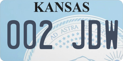 KS license plate 002JDW