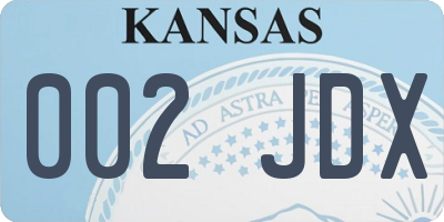 KS license plate 002JDX