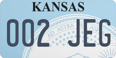 KS license plate 002JEG