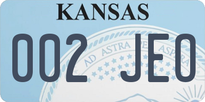 KS license plate 002JEO