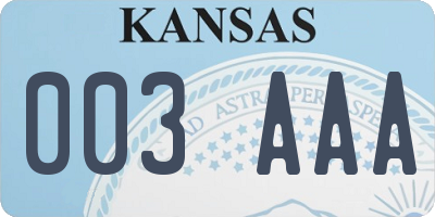KS license plate 003AAA