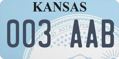 KS license plate 003AAB
