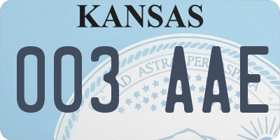 KS license plate 003AAE