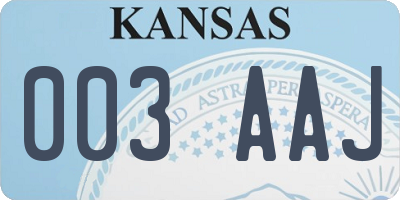 KS license plate 003AAJ