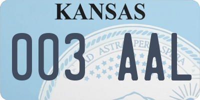 KS license plate 003AAL