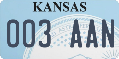 KS license plate 003AAN