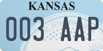 KS license plate 003AAP