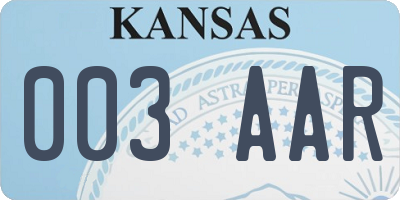 KS license plate 003AAR