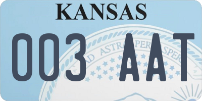 KS license plate 003AAT