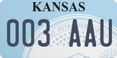 KS license plate 003AAU