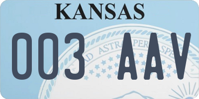 KS license plate 003AAV
