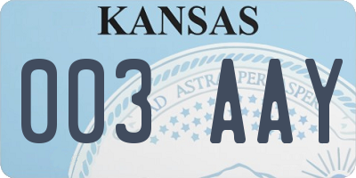 KS license plate 003AAY