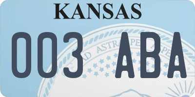 KS license plate 003ABA