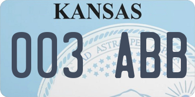 KS license plate 003ABB