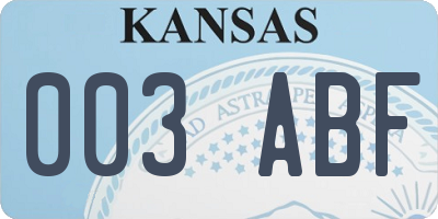 KS license plate 003ABF