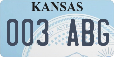 KS license plate 003ABG