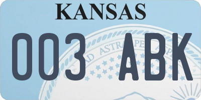 KS license plate 003ABK