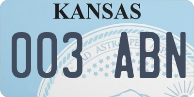 KS license plate 003ABN