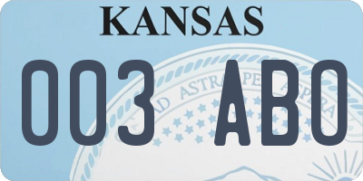 KS license plate 003ABO