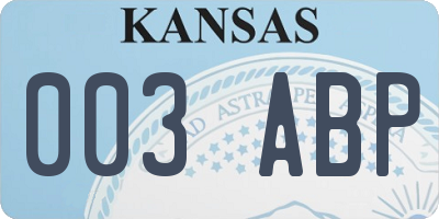 KS license plate 003ABP