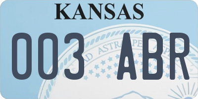 KS license plate 003ABR