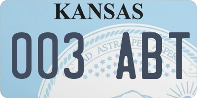 KS license plate 003ABT