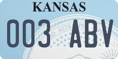KS license plate 003ABV