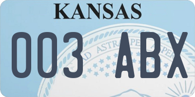 KS license plate 003ABX