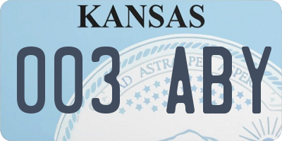 KS license plate 003ABY